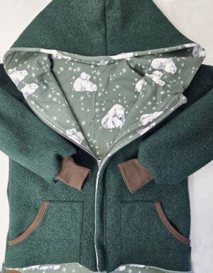 Walkjacke tannengrün, grün mit Eisbär