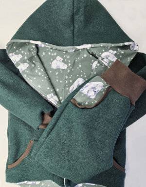 Walkjacke tannengrün, grün mit Eisbär