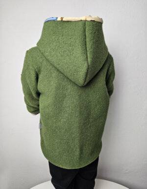 Walkjacke waldgrün, hellgelb mit Baustelle