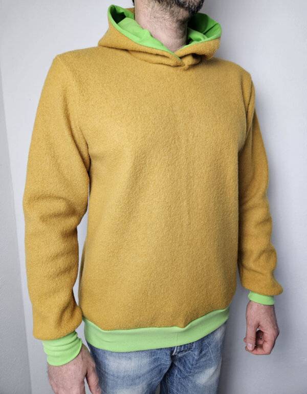 Herren Pullover / Hoodie aus Walk senf-gelb