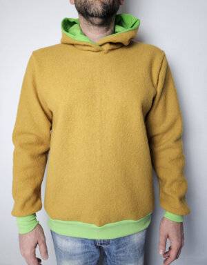 Herren Pullover / Hoodie aus Walk senf-gelb