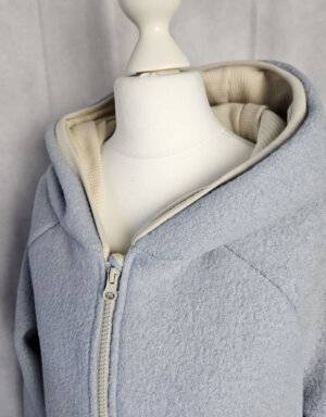 Damenmantel aus Walk gletscher, Waffel-Jersey beige