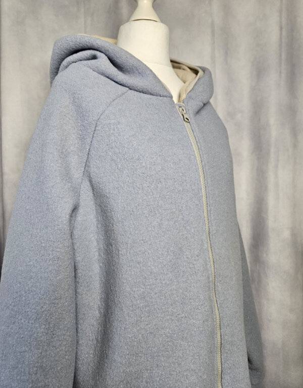 Damenmantel aus Walk gletscher, Waffel-Jersey beige