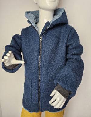 Walkjacke jeansblau, Musselin blau mit Strichen