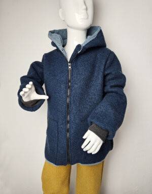 Walkjacke jeansblau, Musselin blau mit Strichen