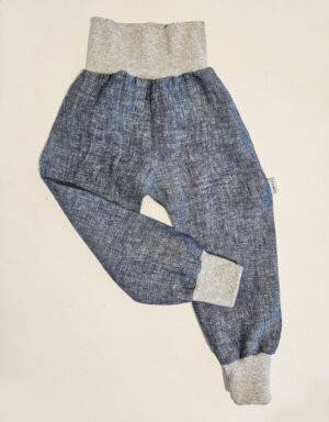 Pumphose aus Leinen blau meliert