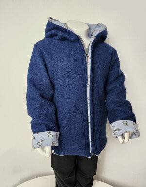 Walkjacke jeansblau, hellblau mit Kaninchen