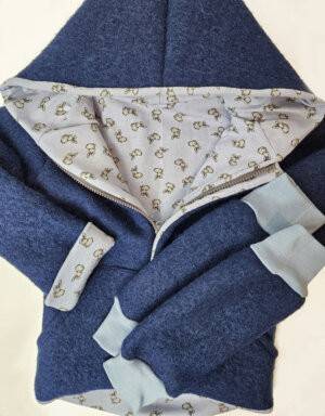 Walkjacke jeansblau, hellblau mit Kaninchen