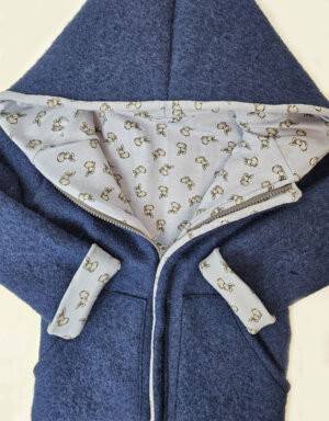 Walkjacke jeansblau, hellblau mit Kaninchen