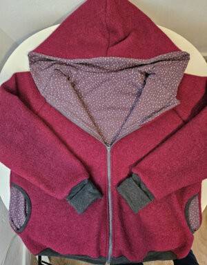 Damenjacke aus Walk beere, mauve mit Strichen (gerade)