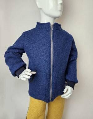 Walkjacke jeansblau, Jersey blau mit gestickten Dinos