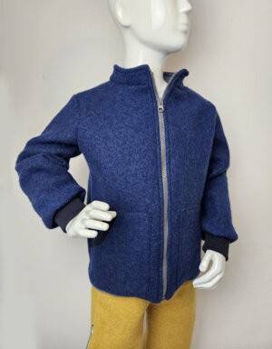 Walkjacke jeansblau, Jersey blau mit gestickten Dinos
