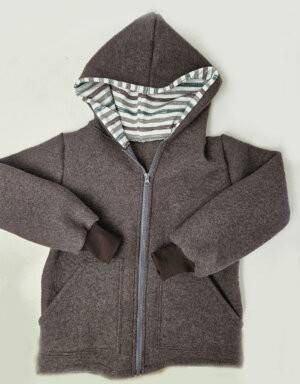 Walkjacke taupe, Jersey gestreift taupe