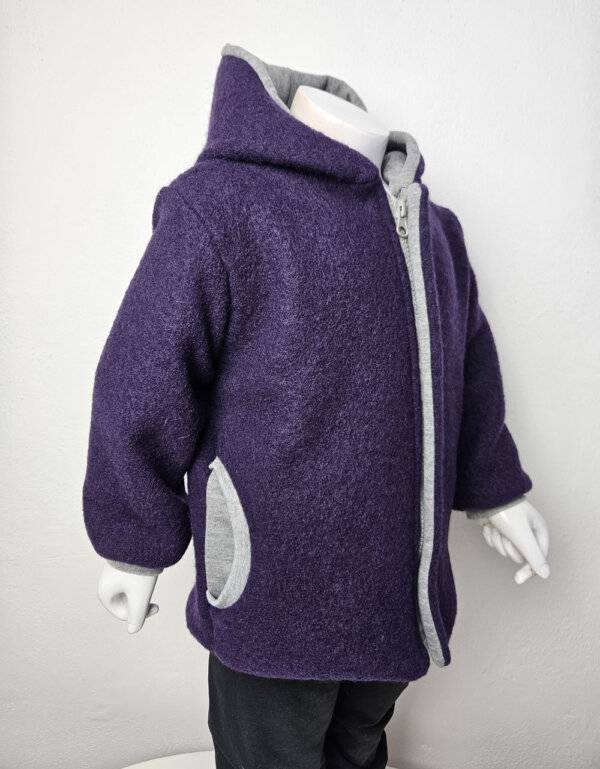 Walkjacke aubergine, Waffel-Jersey hellgrau meliert (Kopie)