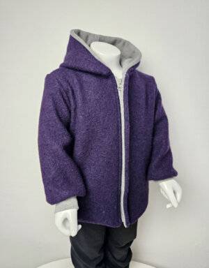 Walkjacke aubergine, Waffel-Jersey hellgrau meliert (Kopie)