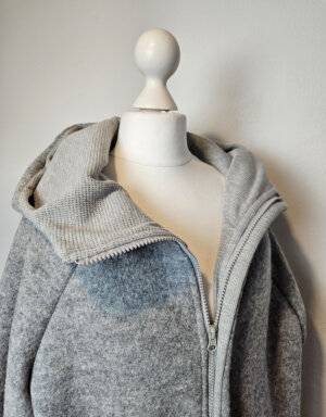 Damenmantel aus Walk hellgrau, Waffel-Jersey hellgrau meliert Damenmantel aus Walk hellgrau, Waffel-Jersey hellgrau meliert