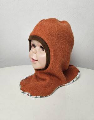 Schlupfmütze aus Walk rost-orange