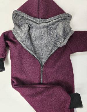 Walk-Anzug purpur, Alpenfleece dunkelgrau Walk-Anzug purpur, Alpenfleece dunkelgrau