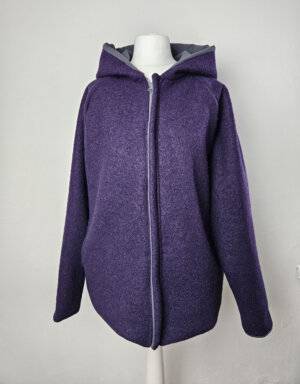 Damenjacke aus Walk aubergine, Jersey dunkelgrau