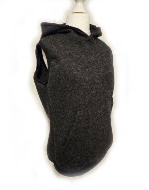 Damen Pullunder aus Walk grau-schwarz