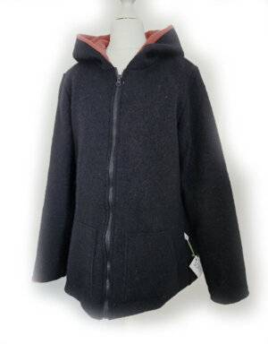 Damenjacke aus Walk schwarz, Musselin terrakotta (tailliert) Damenjacke aus Walk schwarz, Musselin terrakotta (tailliert)