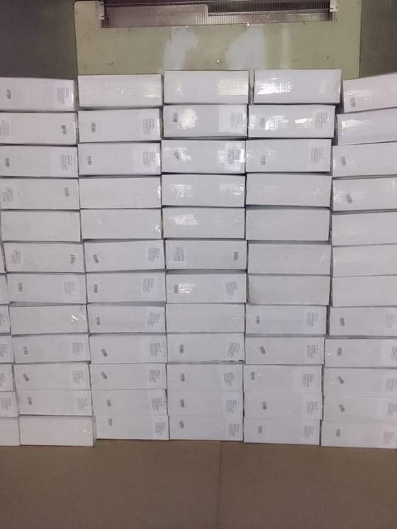 Finished cartons palletised for export