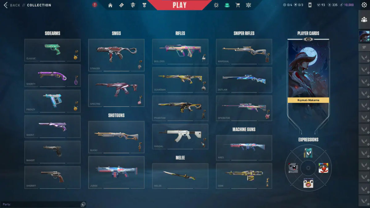 Valorant Account EU Inventory: 45 Skins and Player Cards