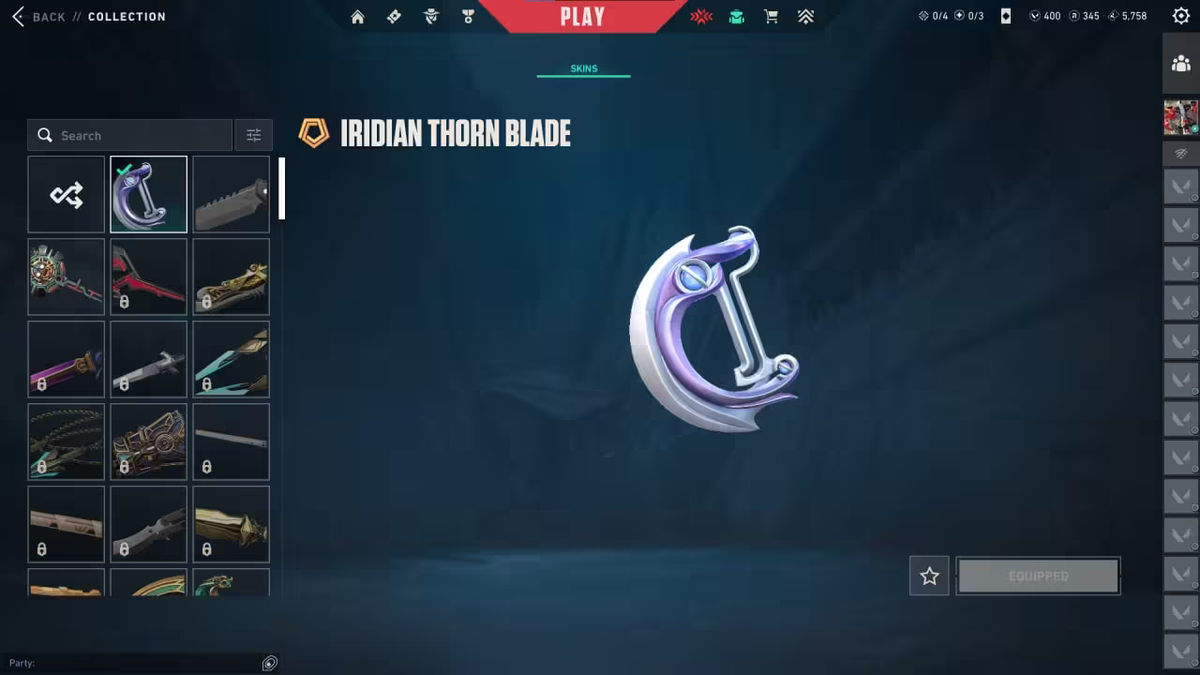 Valorant Iridian thorn blade