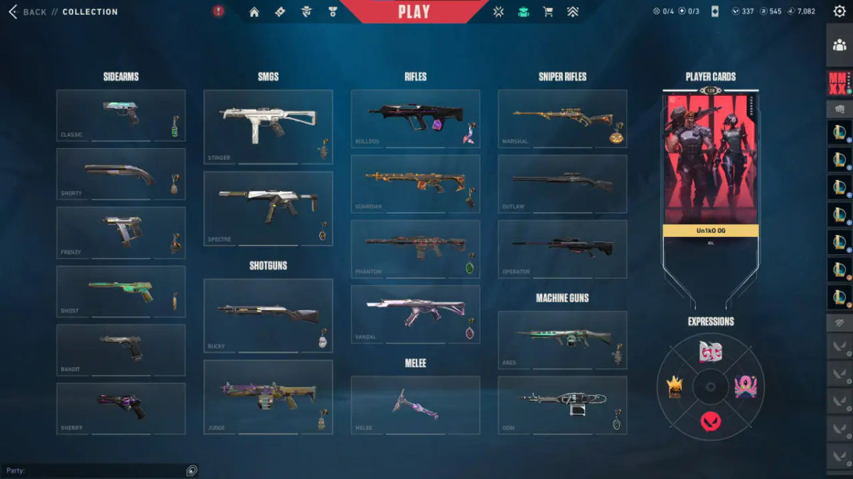 Valorant Account EU Inventory: 41 Skins and Player Cards