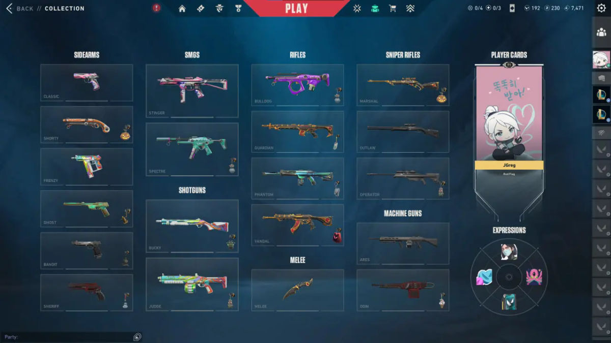 Valorant Account EU Inventory: 50 Skins