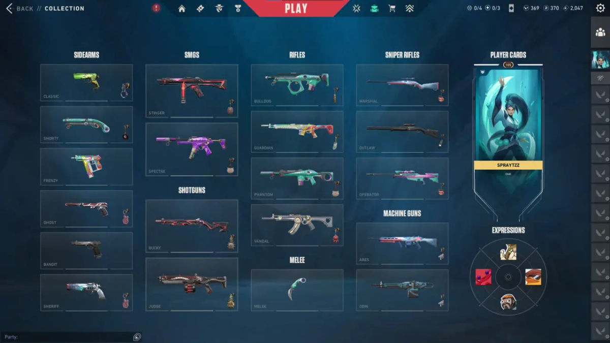 Valorant Account EU Inventory: 50 Skins