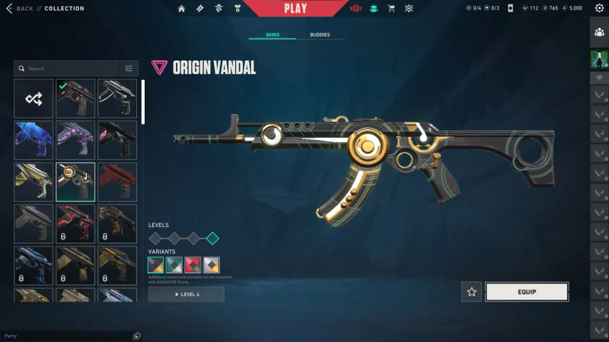 Origin Vandal Gold Black Variant Inventory