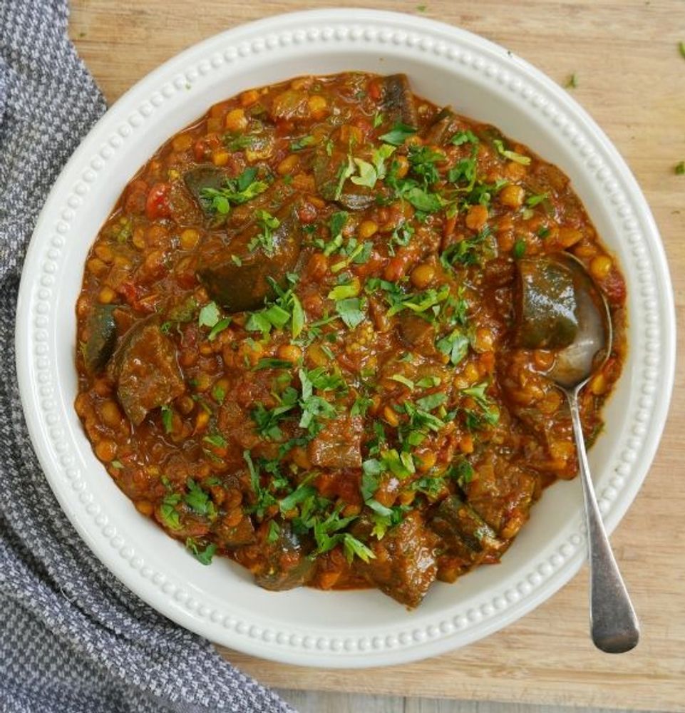 Aubergine and Split Pea Dhansak