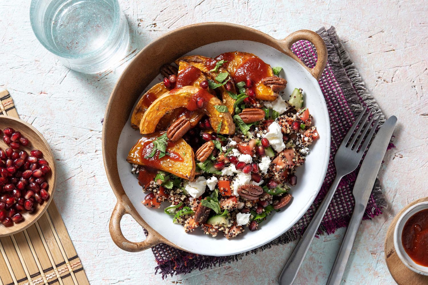 Butternut Squash with Honey Harissa Dressing