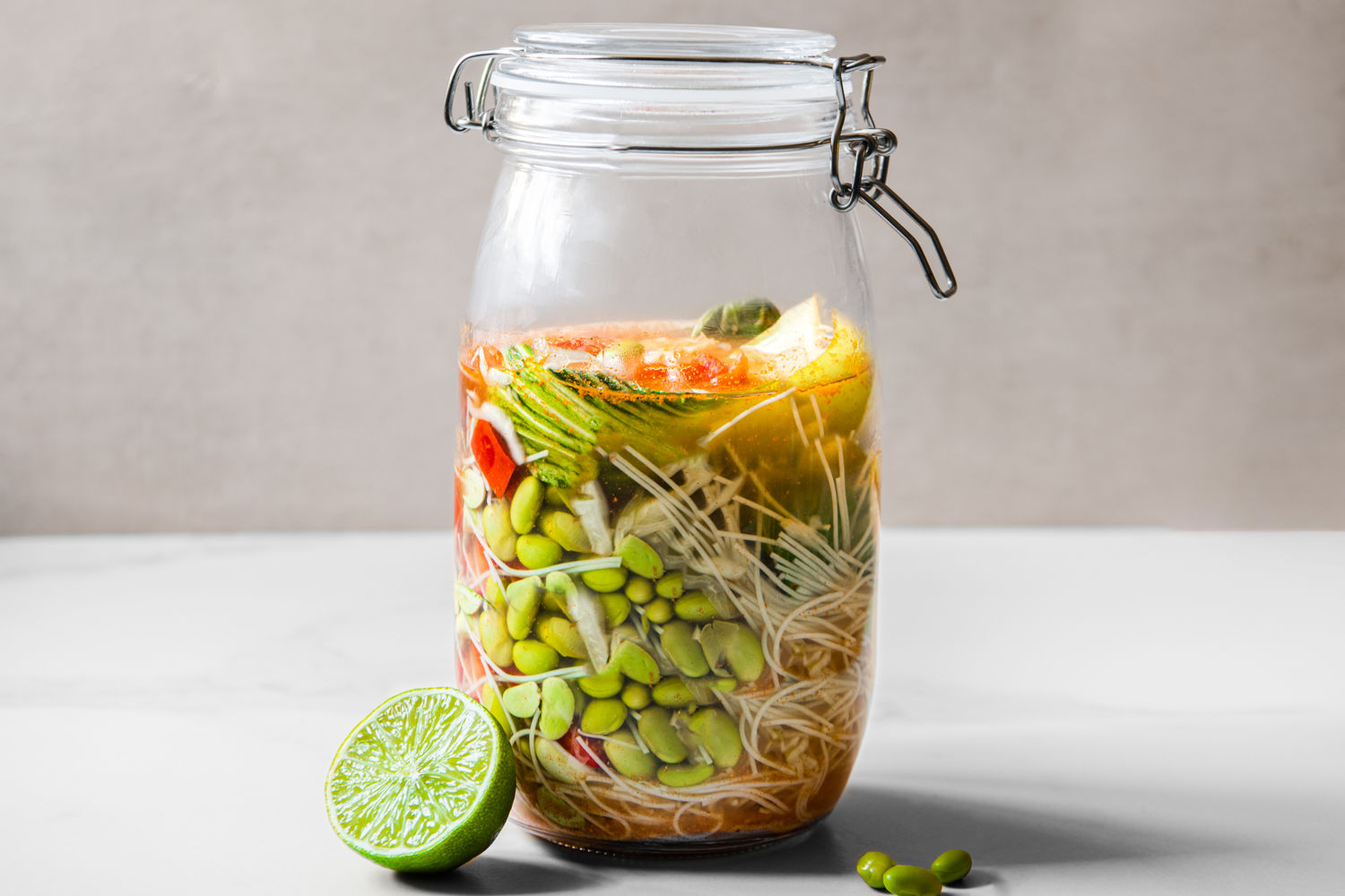 Gochujang Noodle Jar with Pak Choy and Edamame