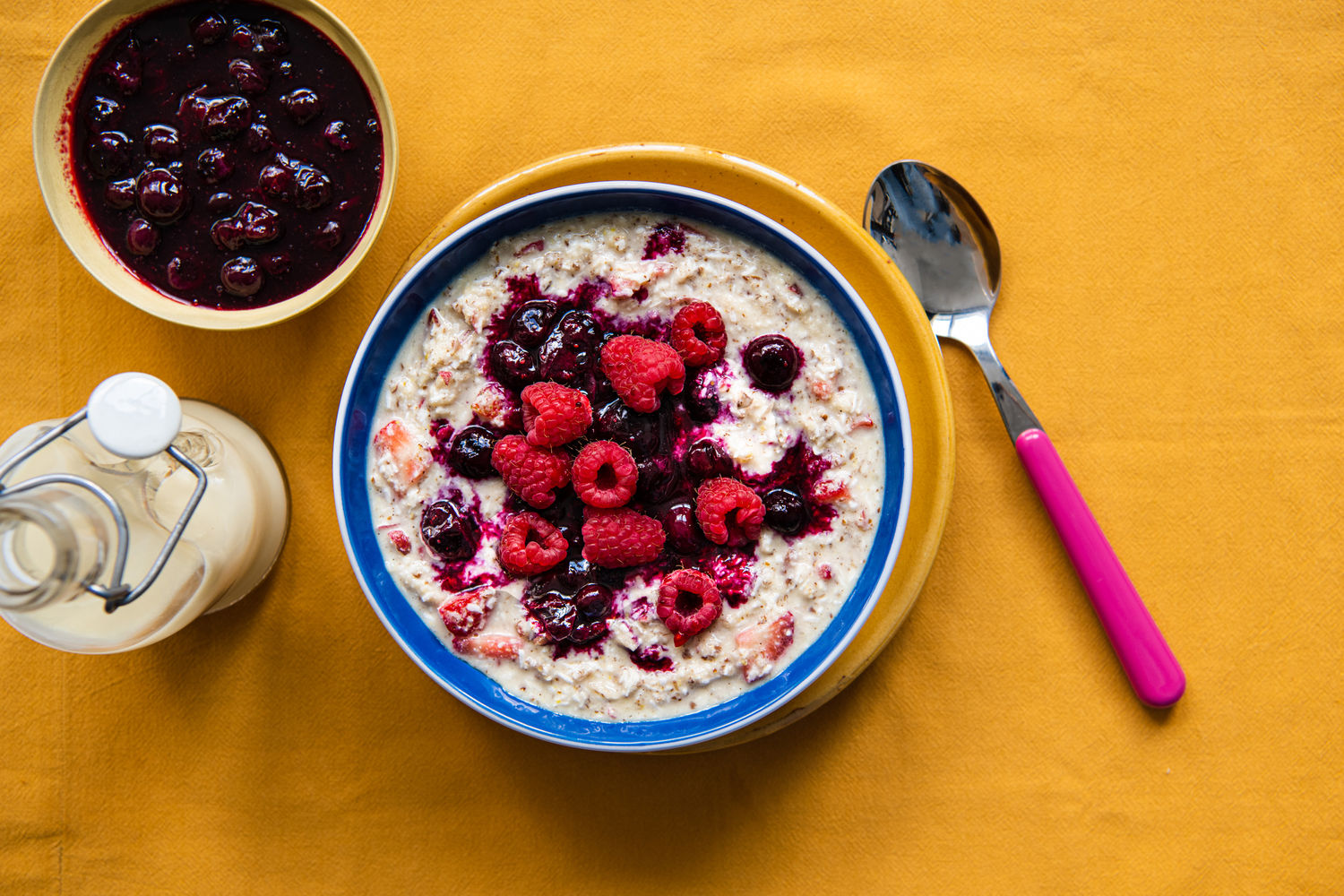 Grain Free Apple and Almond Bircher with Blueberry Compote