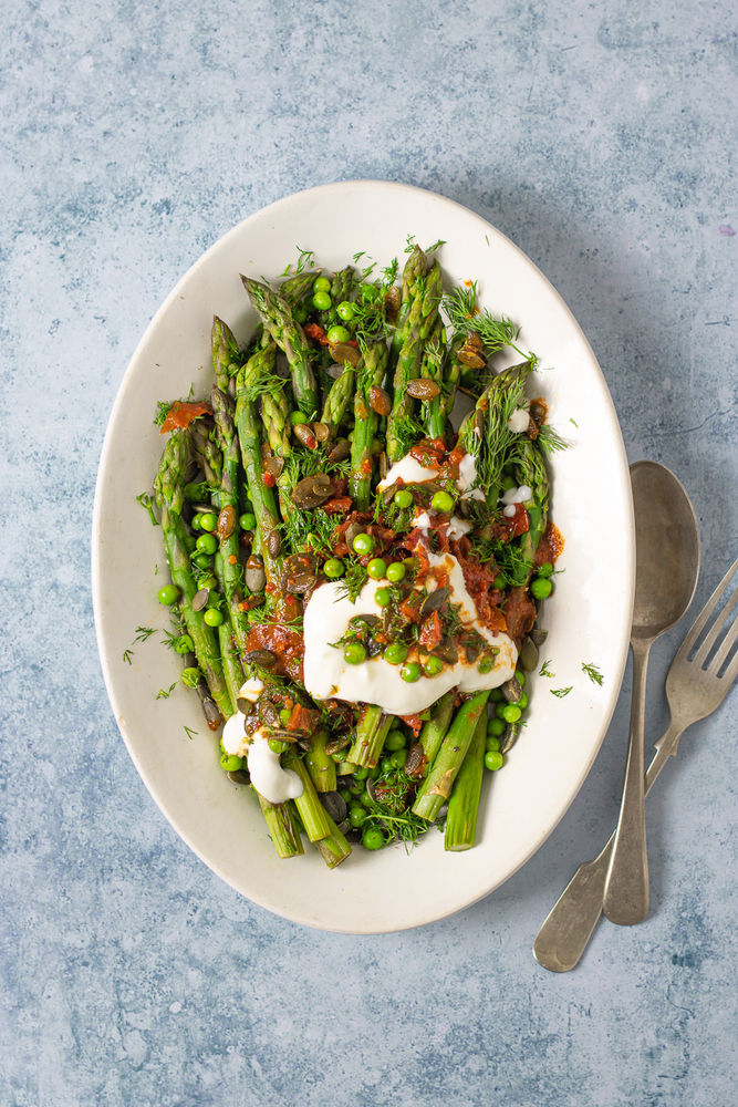 Grilled Harissa Asparagus Salad