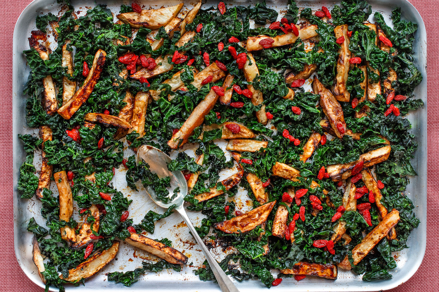 Miso Maple Roasted Celeriac, Kale and Goji Berries