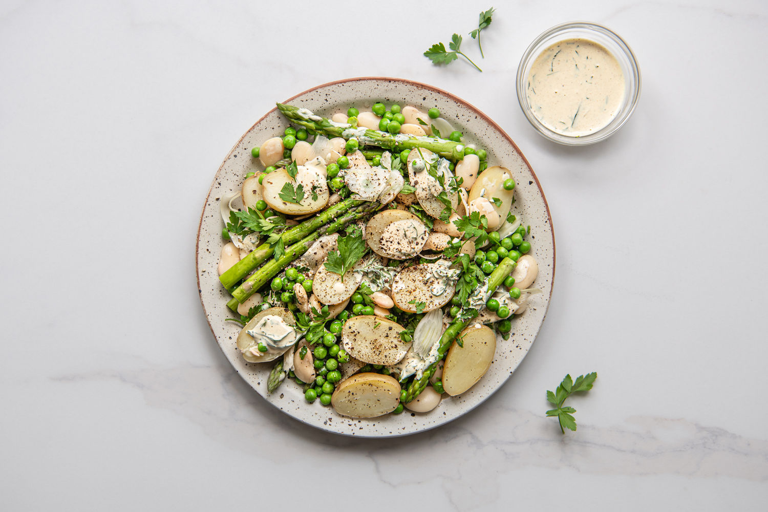 New Potato and Asparagus Salad with Ranch Dressing