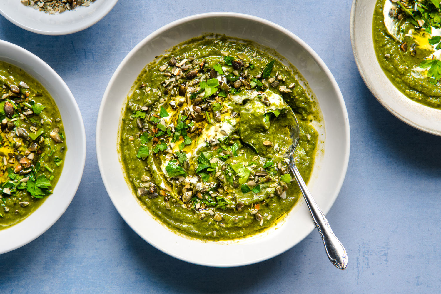 Pea and Sweet Potato Soup with Cardamom and Fennel