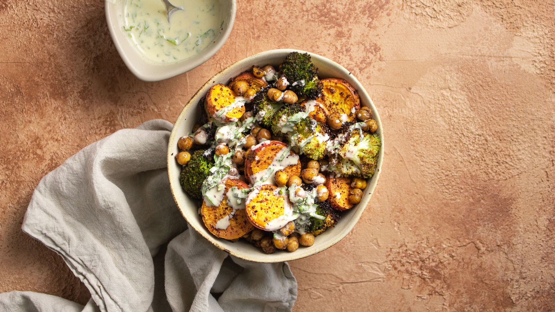 Sweet Potato, Chickpea Salad with Sumac and Tahini dressing