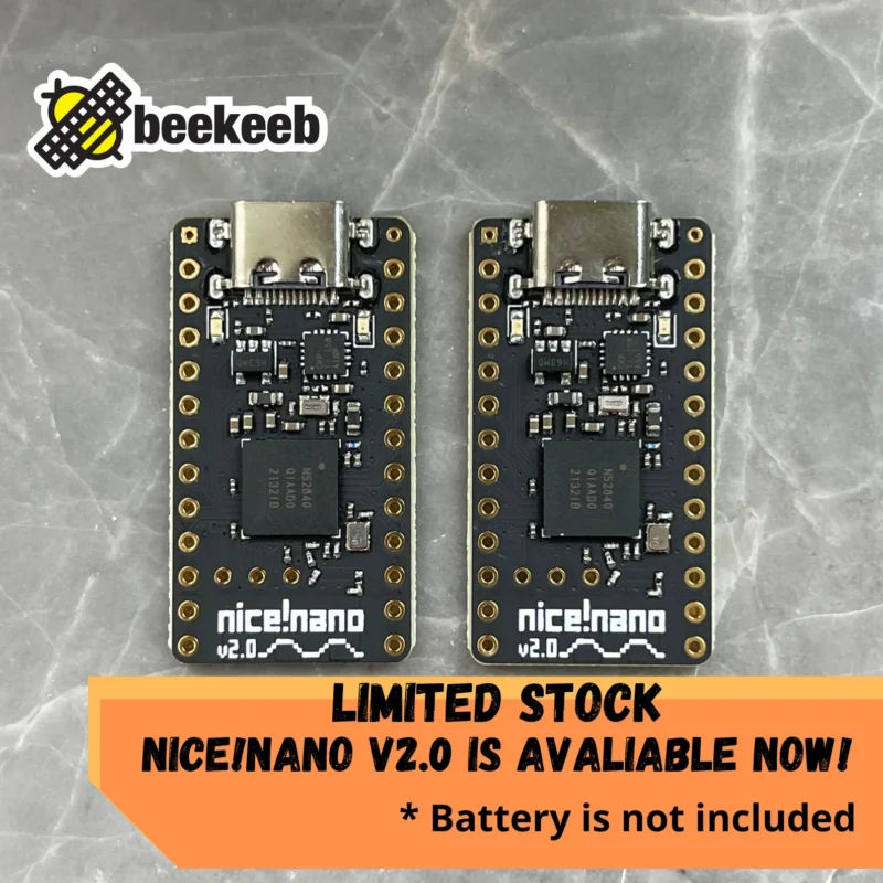 nice!nano v2.0 with sockets - Pro Micro drop-in replacement board for building wireless keyboard (2 controllers)