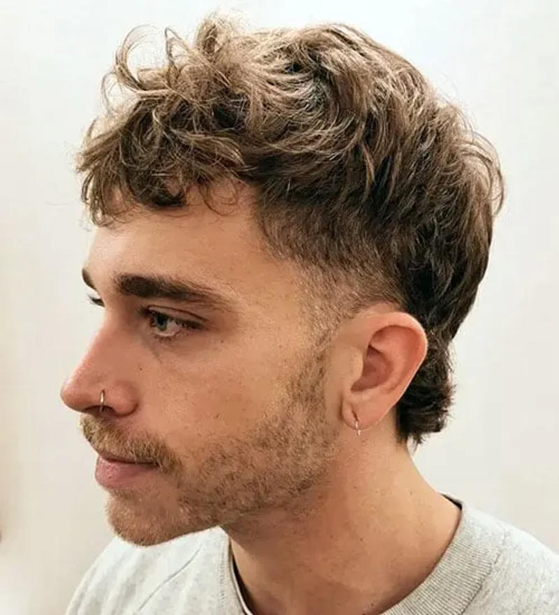 Wolf Cut Men Wavy