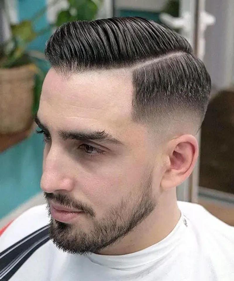 Mid Taper Fade Straight Hair