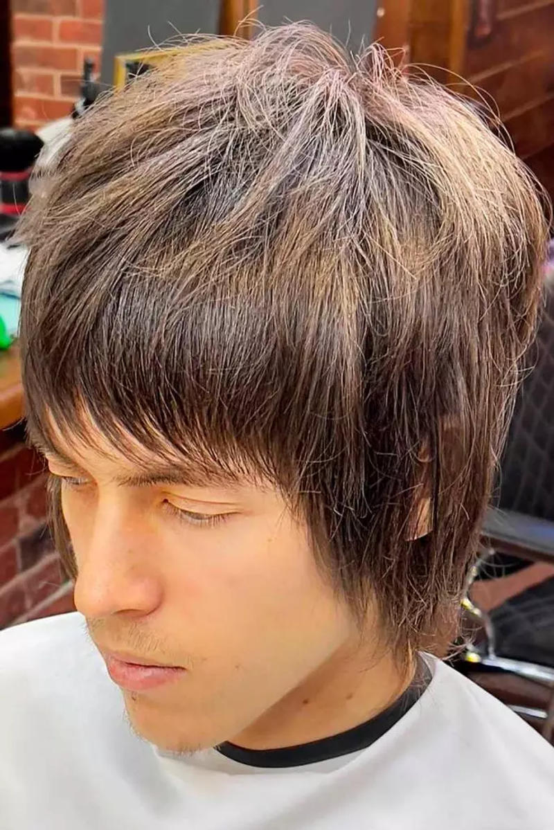 Straight Hair Wolf Cut Men 