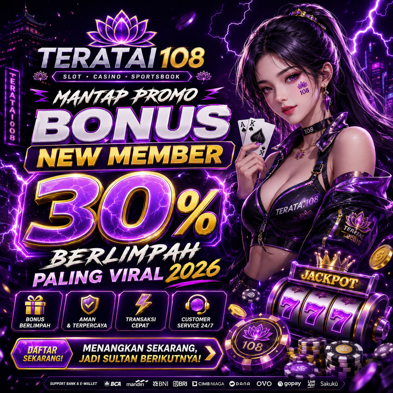 Thumbnail 1 of 3, Poster, TERATAI108 - Mantap Promo Bonus New Member 30% Berlimpah Paling Viral 2026 designed and sold by TERATAI108.