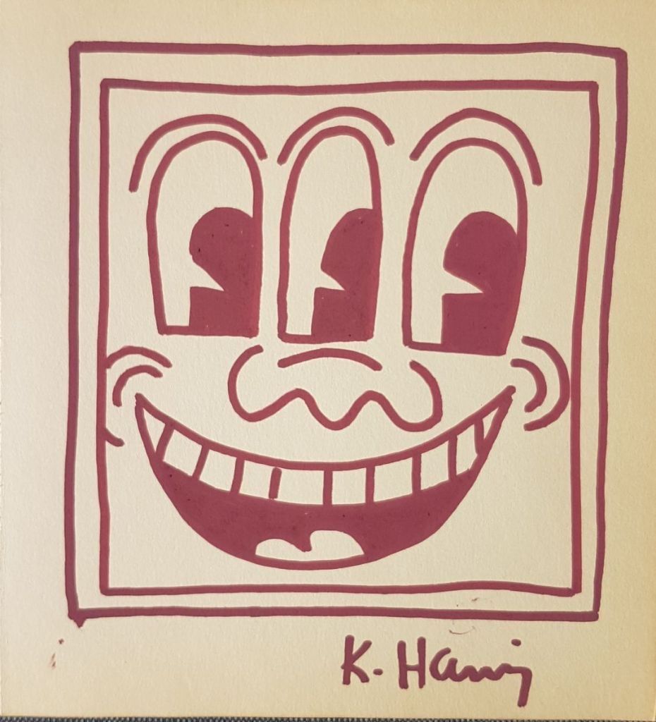 Authentique dessin original au feutre noir signé par Keith Haring en 1 – La  Brocantique