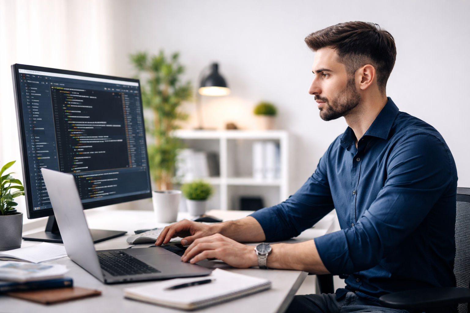 Laptop with code on screen