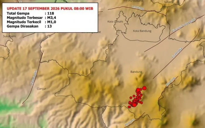 Peta sebaran titik gempa BMKG September 2026