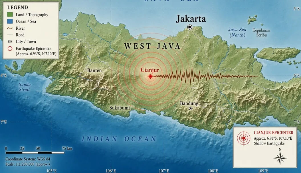 Gempa Bumi Cianjur Magnitudo 4,3 Getarkan Hingga Sukabumi dan Bandung